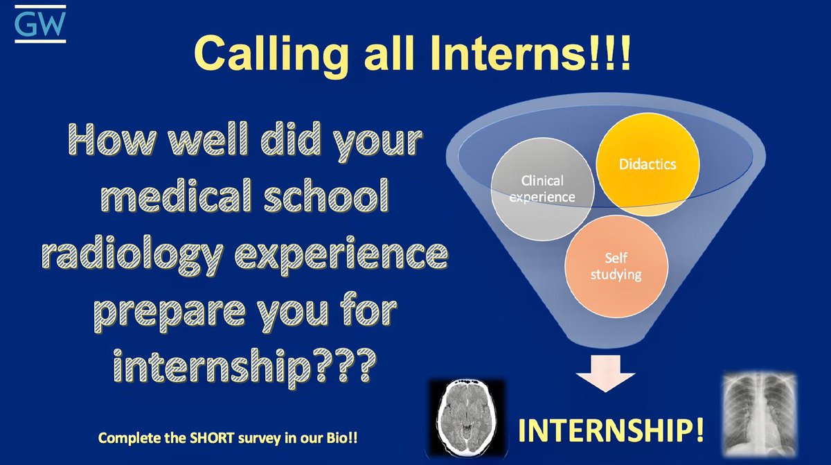 🗣Calling all interns! We’d like to know how your radiology experience in medical school prepared you for internship! Please fill out the SHORT survey below! #TeamResearch #Radiology #InternLife #AcademicLife 📈📚🔍⬇️

cri-datacap.org/surveys/?s=7DX…