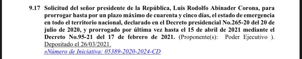 No estoy de acuerdo con 45 días más de estado de emergencia. Hay que eliminar el toque de queda, que solo sirve para quebrar negocios y para que se cometan abusos contra ciudadan@s. 

Seguir vacunando y el protocolo sanitario (usar mascarilla, respetar el distanciamiento, etc).