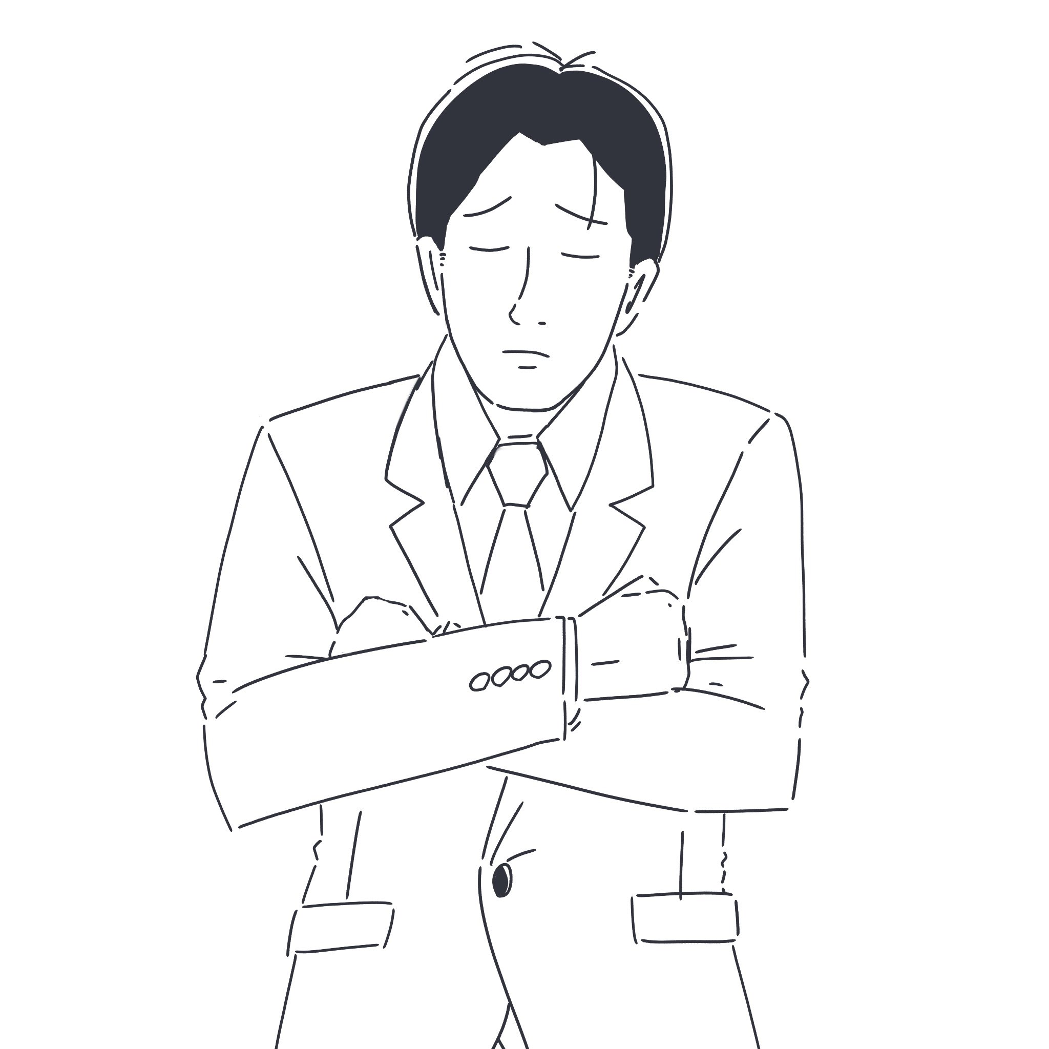 クボ ラフと本書きの間にしっかりと修正を入れると綺麗なラインになる 時間はかかるけどタッチも統一できる その代わりにイラレでの仕上げを捨てます Procreateのみで仕上げる方が大分早い ブログ素材 イラスト ビジネスマン サラリーマン 画像