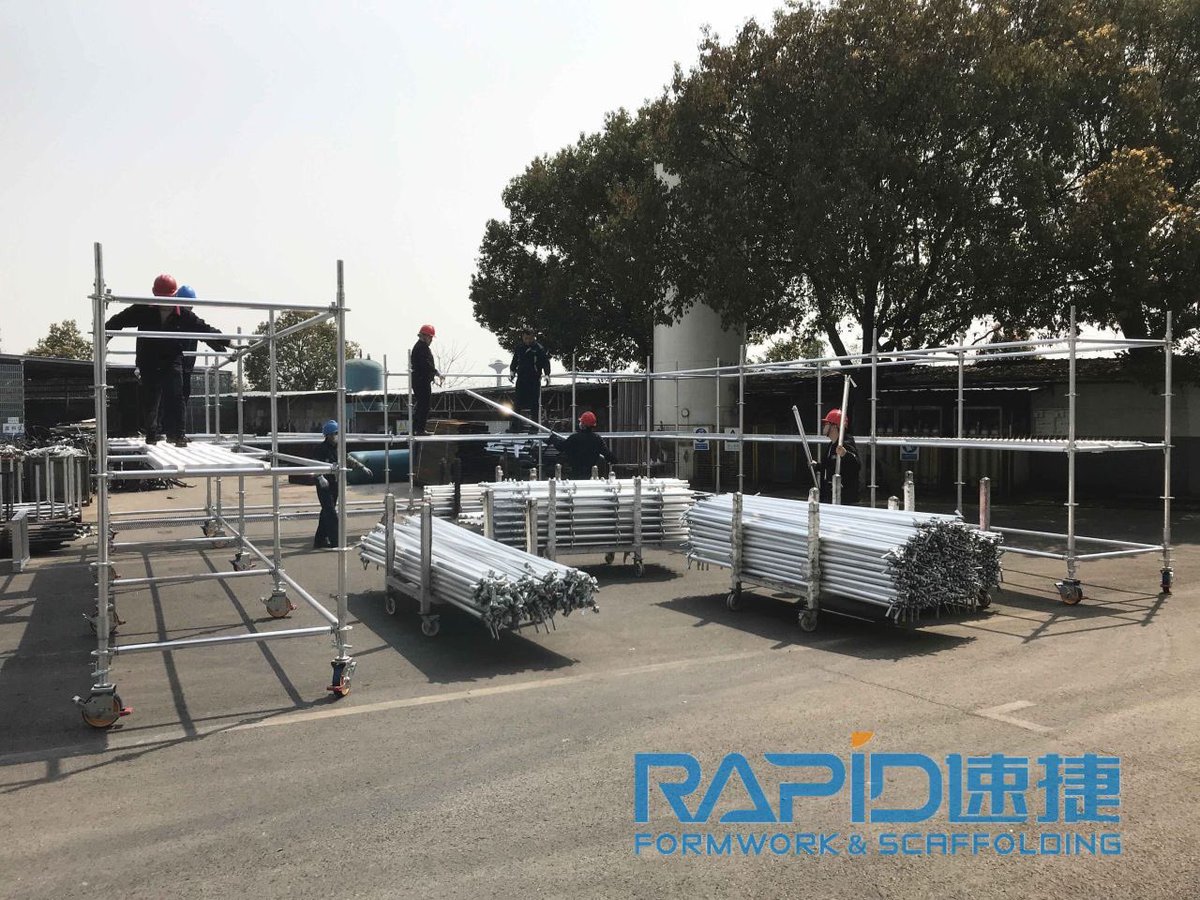 SarahFly11's tweet photo. 48.3 All #Aluminum #Modular scaffolding system mobile tower #rapidscaffolding

- Well fit for our steel 48.3 #ringlock system
- Loading tested allowed max capacity for each leg
2tons for bay height 1.5m- broken at 5tons;
1ton for bay height 2m
- Load Class III tested by SGS https://t.co/OKYQK6STj7