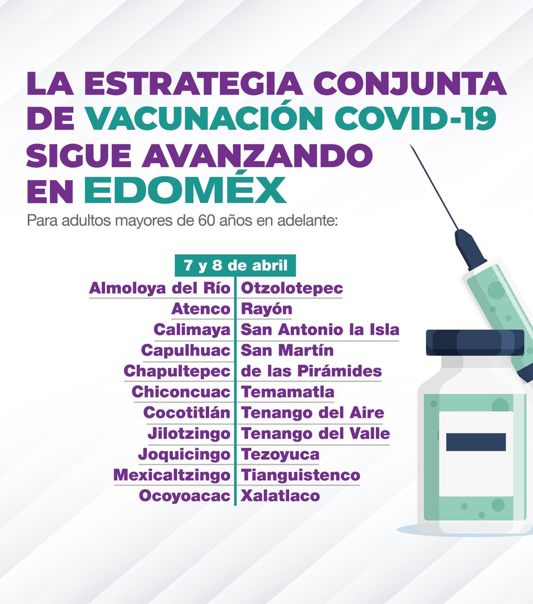 alfredodelmazo's tweet photo. Continúa avanzando la #EstrategiaDeVacunación en el #Edoméx.

Consulta las sedes y los horarios en: https://t.co/DNVoiFXlq0 https://t.co/Q1uQ6qIiec