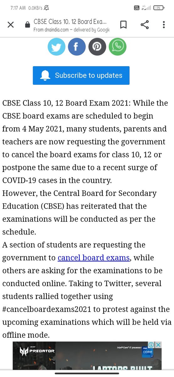 NikhoriaRudra's tweet photo. #cancelboardexams2021

At least we are now aware of the fact that exams are more important than Student's life for @cbseindia29 amd @EduMinOfIndia 

We are not just study machine
@narendramodi,@PMOIndia please save us. 

Please save us by giving general promotion to everyone https://t.co/2VJp0Az3Tu