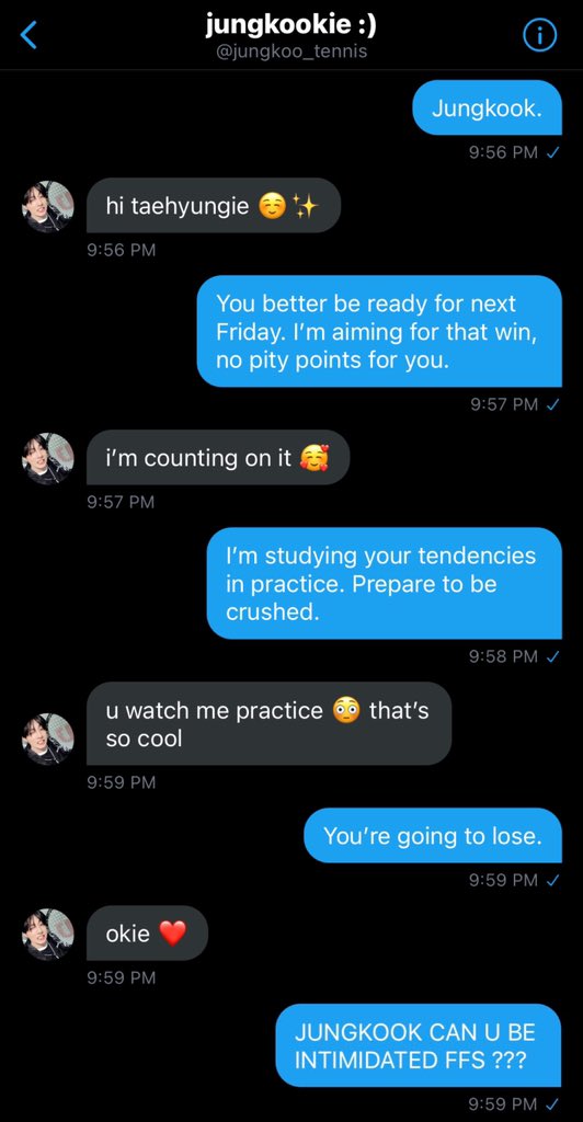 joonember's tweet photo. #taekookau where tennis champion taehyung just wants to intimidate rival jungkook but- https://t.co/VVfpRtzp14
