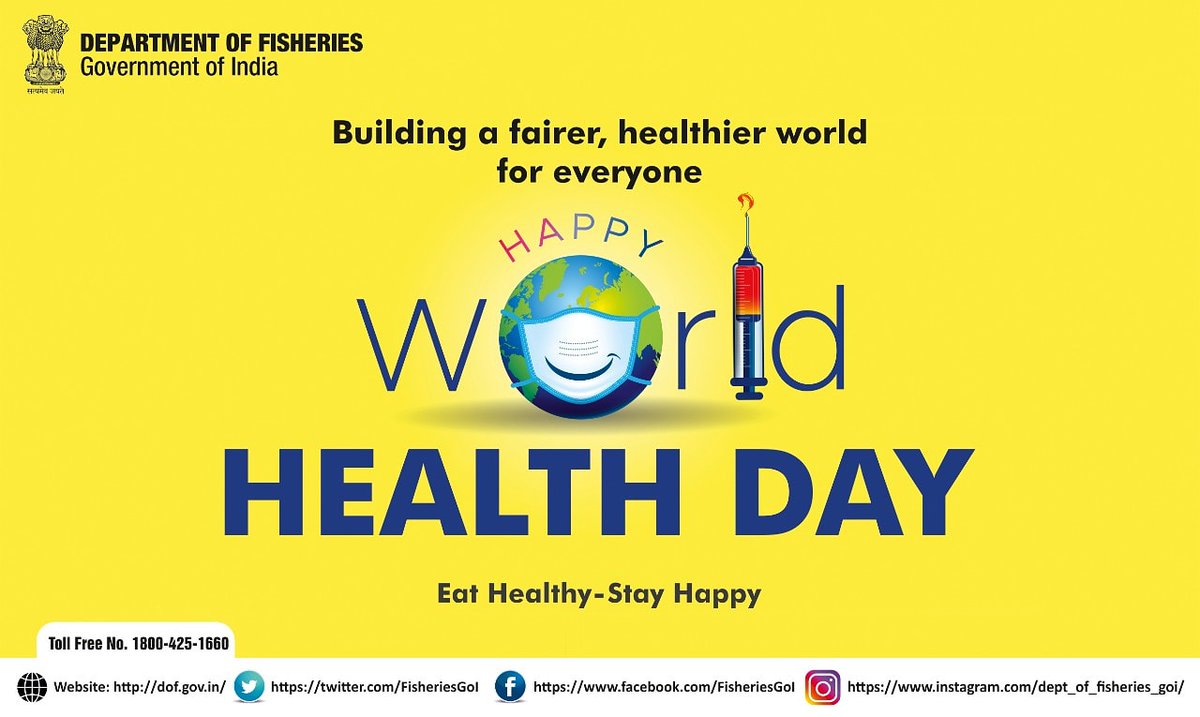 FisheriesGoI's tweet photo. Department of Fisheries wishes you Happy World Health Day.
#DeptofFisheries #worldhealthday #Aquapreneur #fishpreneur https://t.co/78WidHXL39