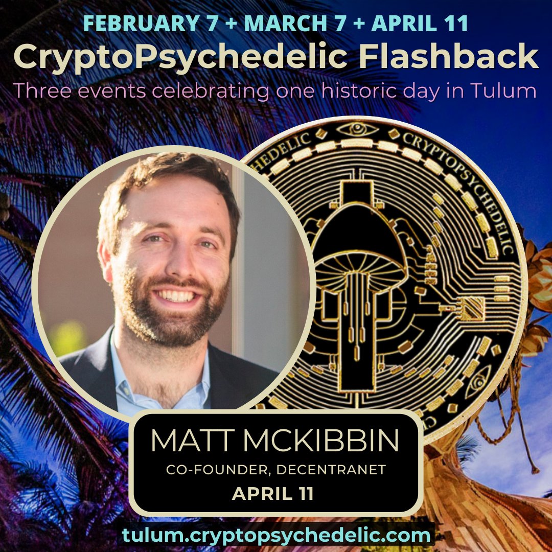 psychsems's tweet image. CryptoPsychedelic Flashback Day 3: CryptoPsychedelic Live Q&amp;amp;A
This Sunday, April 11th at 2:15pm PT/5:15pm ET!

Visioning the Future in Psychedelics and Blockchain panelist:
@Matt_McKibbin, @decentranet

Register here: crowdcast.io/e/cryptopsyche…

#psychsems #cryptopsychedelic