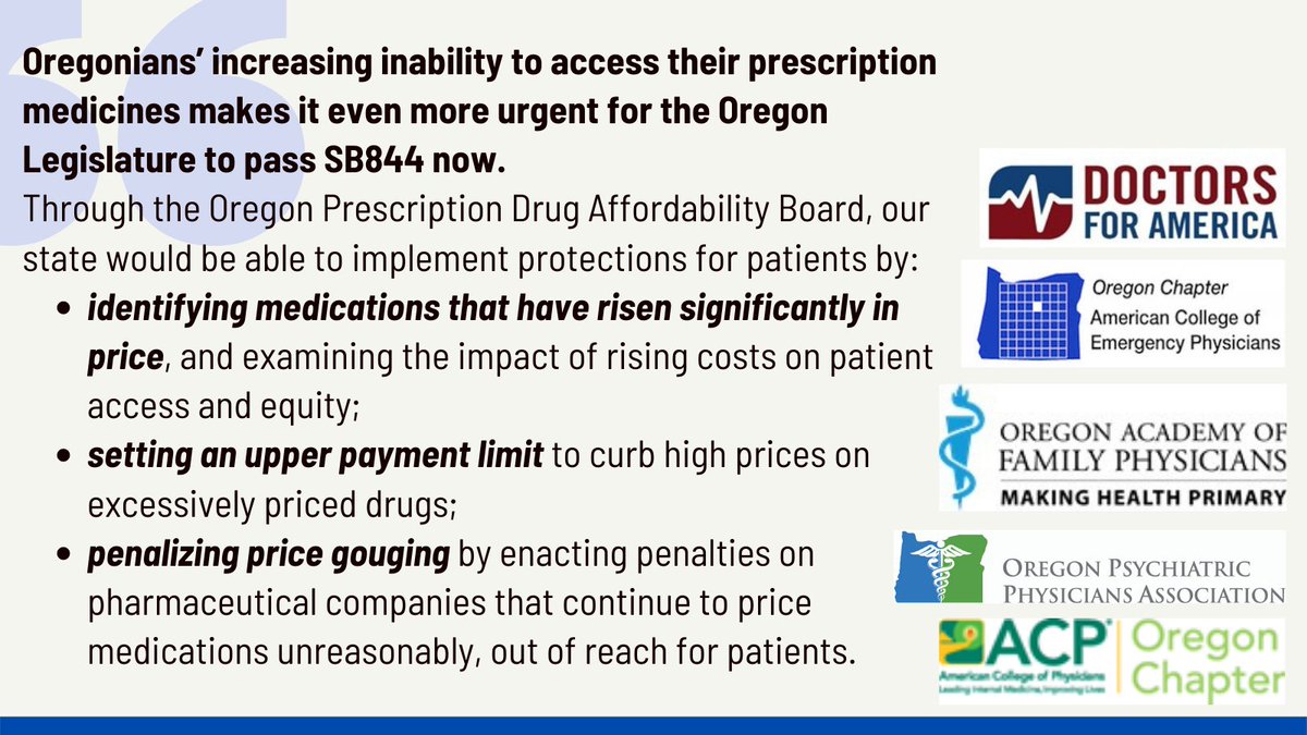 drsforamerica's tweet photo. 🚨Oregon doctors sent a letter to the @OregonCapitol Senate Health Committee urging them to support #SB844, a critical measure establishing a Prescription Drug Affordability Board to protect patients against #Pharma price gouging & curb skyrocketing prices of prescription drugs. https://t.co/UGmp6oSETo