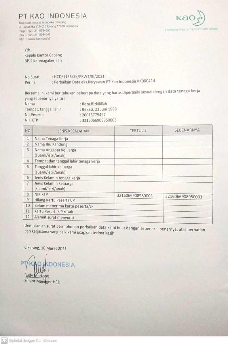 Reza_RH_'s tweet photo. @BPJSTKinfo halo ka, saya mau ganti data pada NIK BPJS ketenagakerjaan saya, saya sudah konfirmasi ke perusahaan untuk revisi, dan perusahaan sudah mengajukan revisi kepada pihak BPJS ketenagakerjaan, tapi sampai sekarang belum ada informasi lagi, tolong responnya ka https://t.co/YQQm9gmAG6