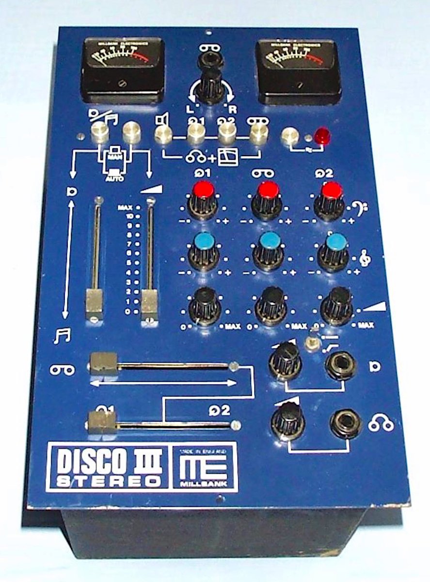 djmarkfarina's tweet image. Millbank Disco III DJ mixer, early 1970’s. It’s rather confusing.