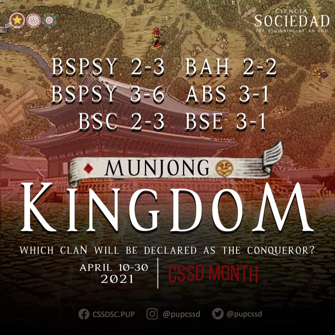 pupcssd's tweet photo. Want to know more? ๐ฆ๐ฒ๐ฒ ๐๐ต๐ถ๐ ๐ท๐ผ๐๐ฟ๐ป๐ฒ๐ ๐ด๐๐ถ๐ฑ๐ฒ๐น๐ถ๐ป๐ฒ๐: https://t.co/tuGmqZ5u80
For interested members of each clans, do not hesitate to be part of the battle towards the throne. ๐ฅ๐ฒ๐ด๐ถ๐๐๐ฒ๐ฟ ๐ต๐ฒ๐ฟ๐ฒ: https://t.co/fCx0PBxoxn
#CSSDMonth2021
#CienciaSociedad https://t.co/V4Cbz4aL5X