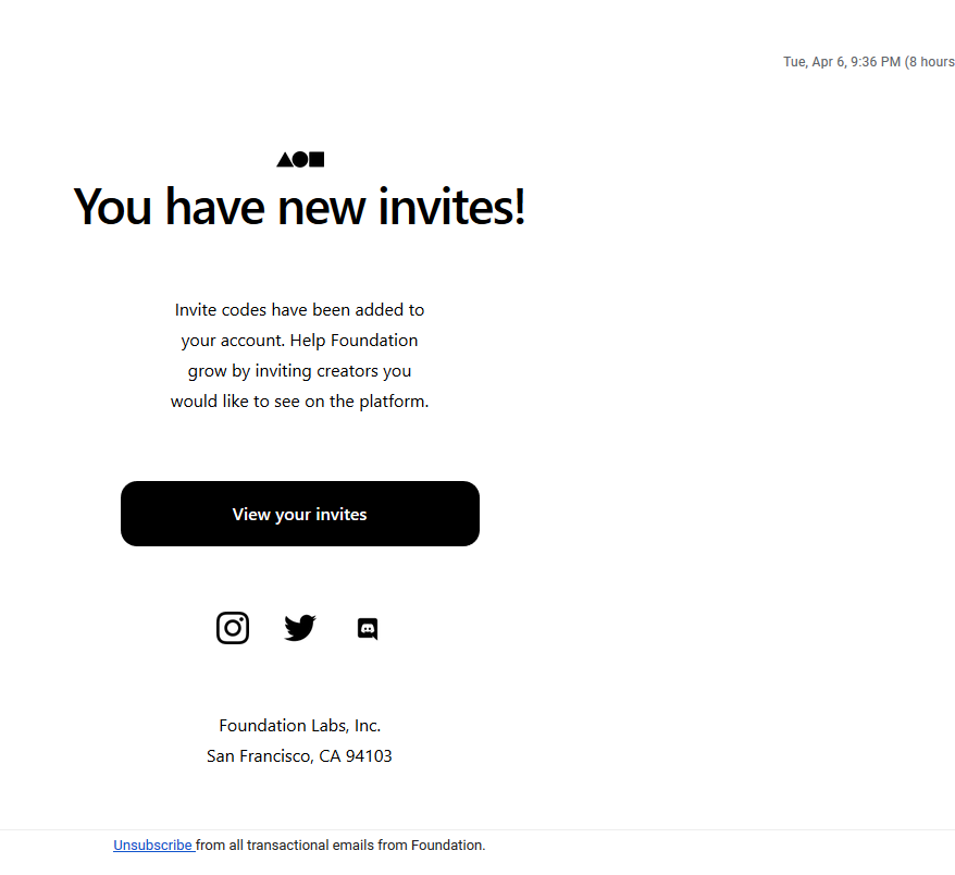 Just received foundation invite 😻 #foundationinvites 
Would be happy to give some away 

1)Follow
2)Retweet
3)Like
4)share your work in the comments

After 48hours I will DM the winner 💖