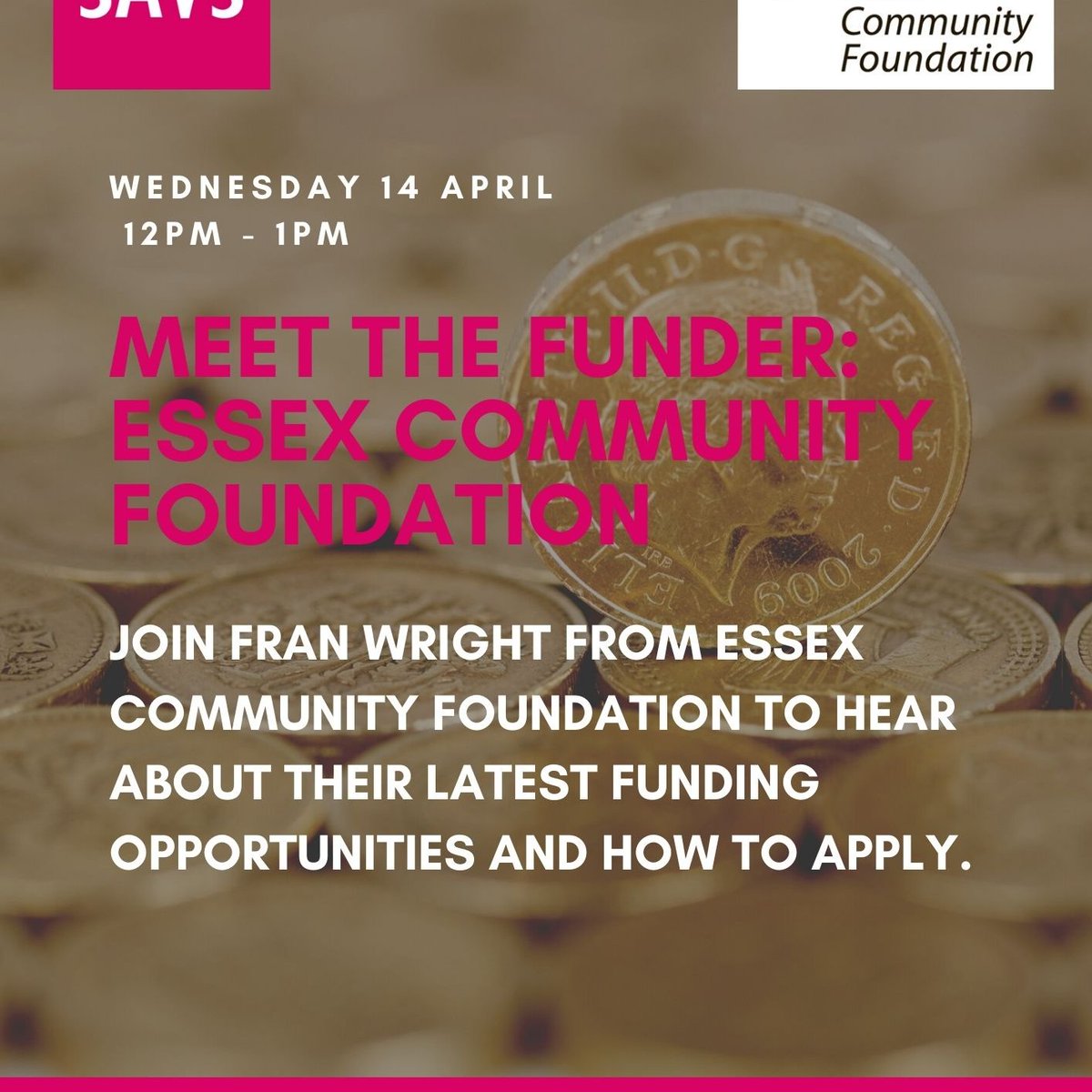 Do you need funding for your charitable work? If so, join our event with @savs_southend on 14 April. Hear about our latest funding opportunities and how to apply. Register: bit.ly/3rR5LBa #Southend