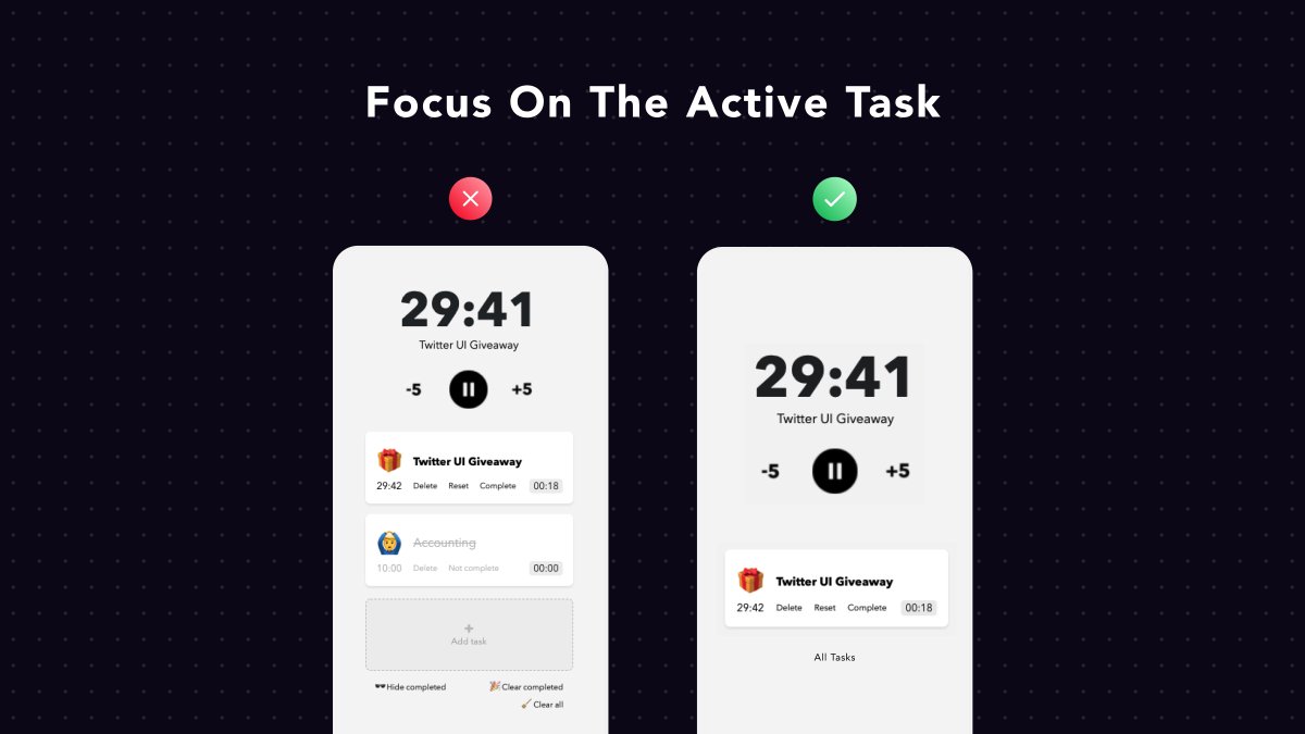 Llama Life by  @threehourcoffee What a beautiful product! A quick UX tip for their focus mode... Since users are in their "deep-focus" zone, I'd hide from them all the other tasks. Let's focus on the active task now!