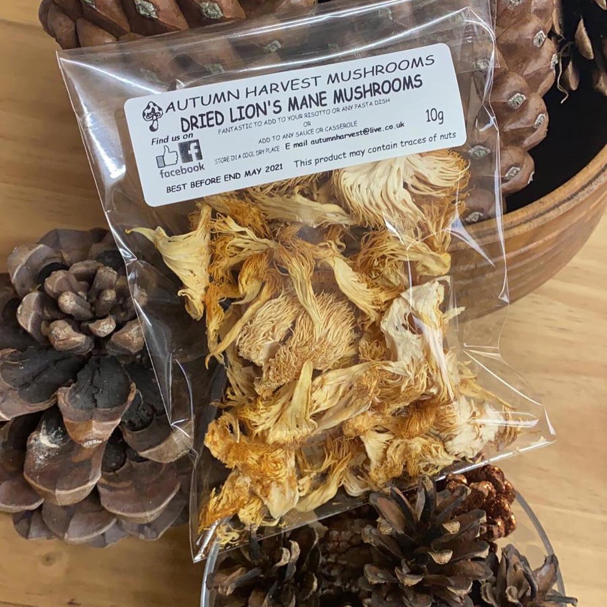 We are now selling these beautiful &amp; mysterious Dried Lion’s mane mushrooms in a 10g pack 😃

These delicate mushrooms are perfect to just sprinkle into your dish to add more flavour..... They are especially tasty when served over fish or added to pasta, risotto &amp; soup 😋💚