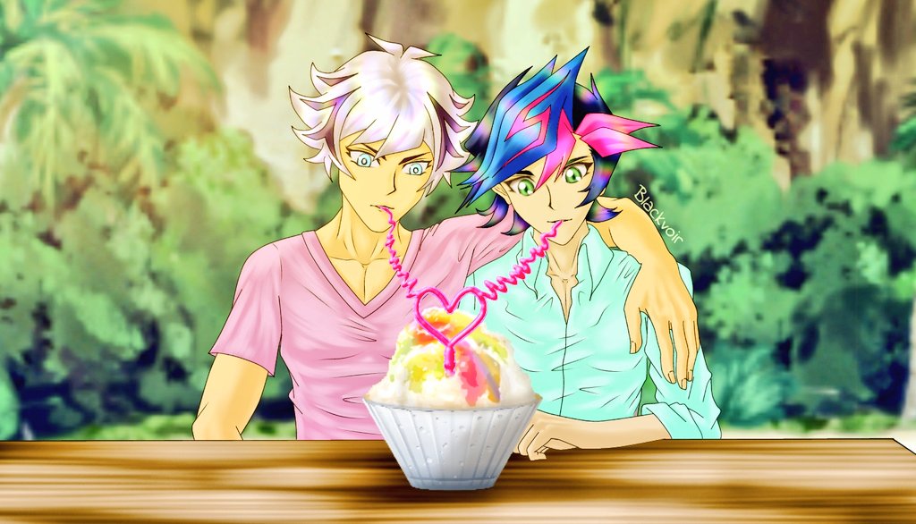 blackvoir0's tweet photo. This drawing was inspired by the love and heat of midsummer, how delicious to have a refreshed 7w7
(ﾉ◕ヮ◕)ﾉ*.✧
#art #yugioh #yugiohartistsclub #yugiohvrains #cute https://t.co/ZOWIOelAfa