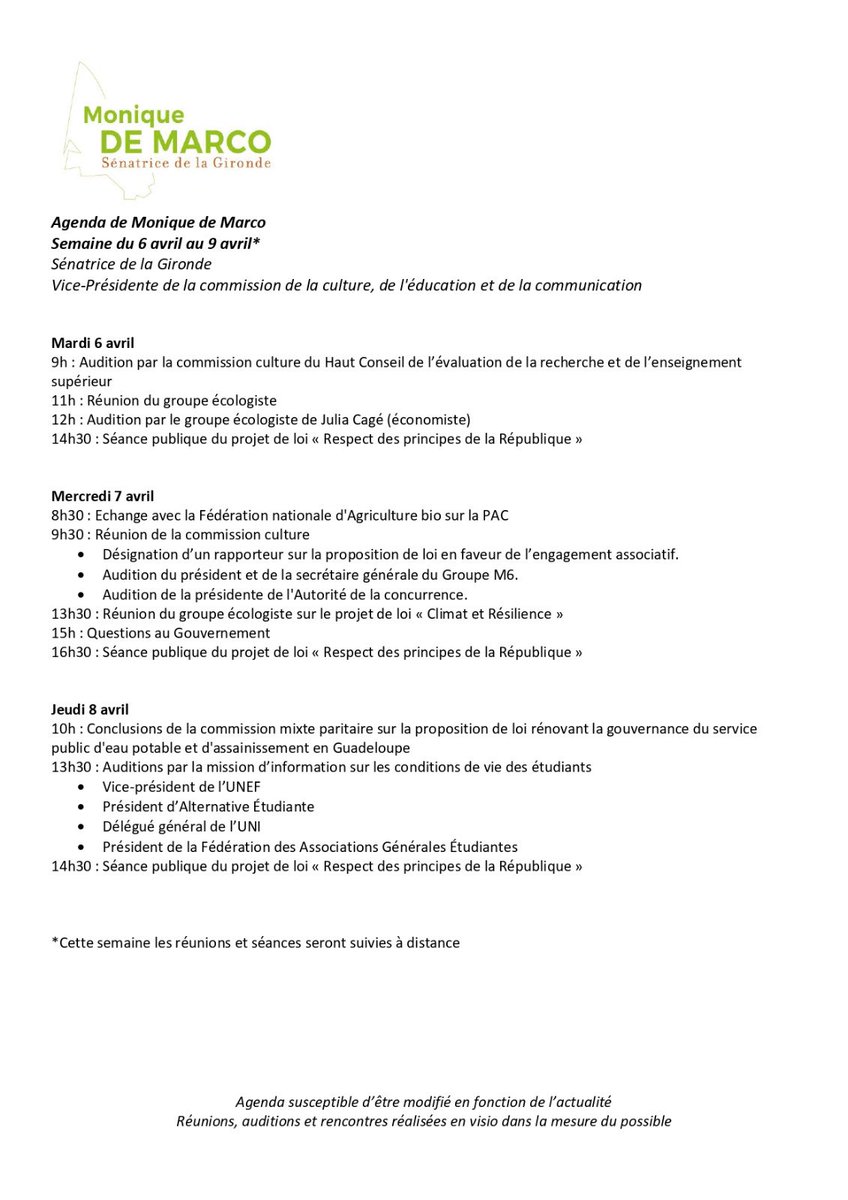 moniquedemarco's tweet photo. Mon #agenda de la semaine du 6 au 9 avril https://t.co/54Y1NaQv3w