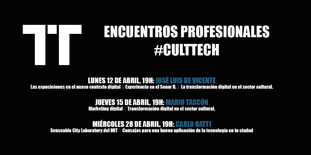 ¡Buenos días!🌞
✅¿Queréis conocernos un poquito más?
✅¿Queréis conocer de primera mano a expertos en cultura digital y tecnología?🤖👨‍🏫
🤗Os invitamos a nuestros próximos encuentros profesionales.📩Mandad un mail a rocio@culturaycomunicacion.com para inscribiros. 
¡Os esperamos!