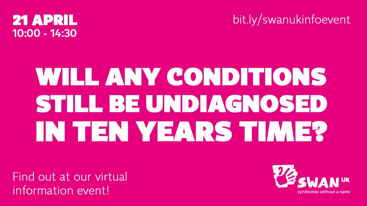 SWAN_UK's tweet image. Want to know more? We've got a great line up for our free virtual information event! Sign up here 👇 ow.ly/NL5050EhLwa
#undiagnosed #SyndromeWithoutAName #genetics