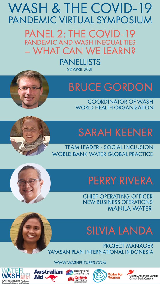 WASHFutures's tweet photo. Very excited to announce our panellists for the @WASHFutures virtual symposium. 

Register now - https://t.co/CxP7Z0kY2B 

@dfat @Int_WaterCentre @_waterforwomen @gchallenges 

#washfutures #wash #COVIDー19 #AustralianAid https://t.co/tUEjTdwTfg