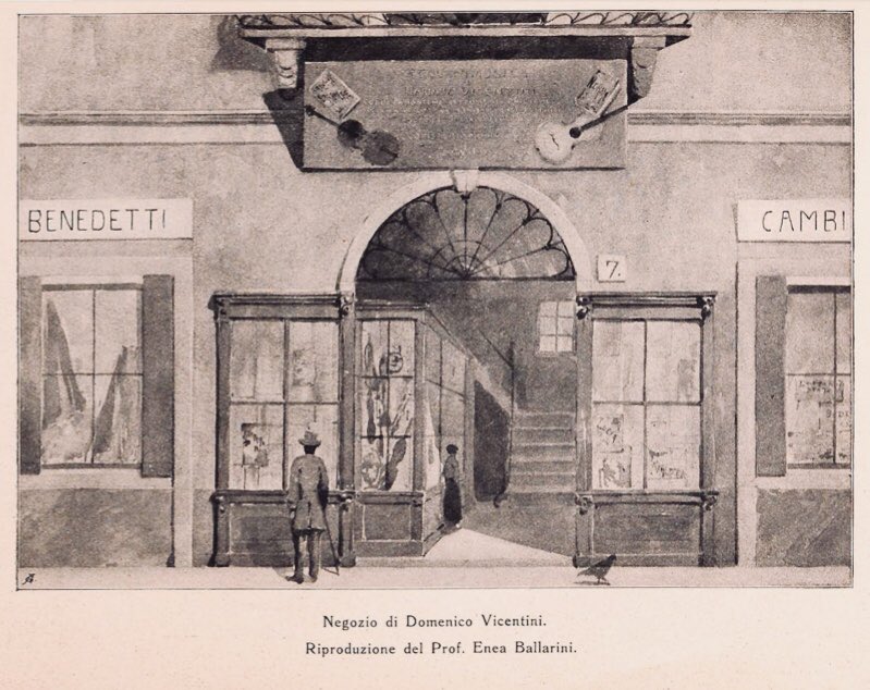 ‘Musica manoscritta’ ma anche #penne d’oca e di pollo d’India, mastice per pipe e #fosforo: la definiva ‘fondaco musicale con #cartoleria’, #DomenicoVicentini, la bottega aperta nel 1813 a #Trieste. Giunto giovane da #Vicenza, creò una casa musicale e una operosa editoria