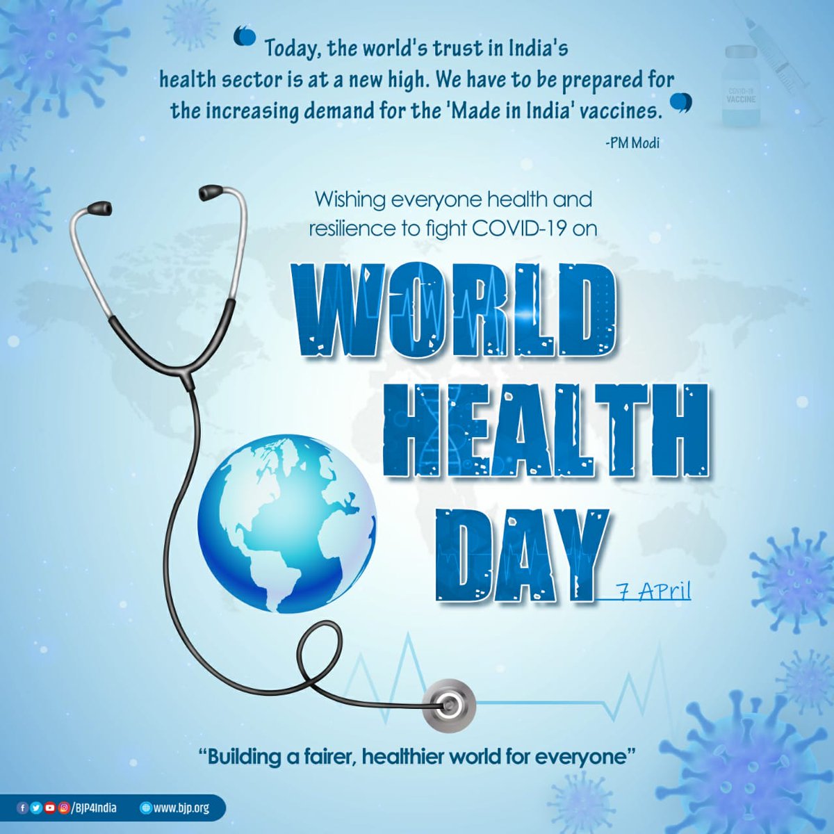 Wishing everyone good health on the #WorldHealthDay.

We especially express our gratitude to everyone in healthcare fraternity who have served the humanity with great dedication during the COVID pandemic.

India is also proud of helping other countries with medicines &amp; vaccines.