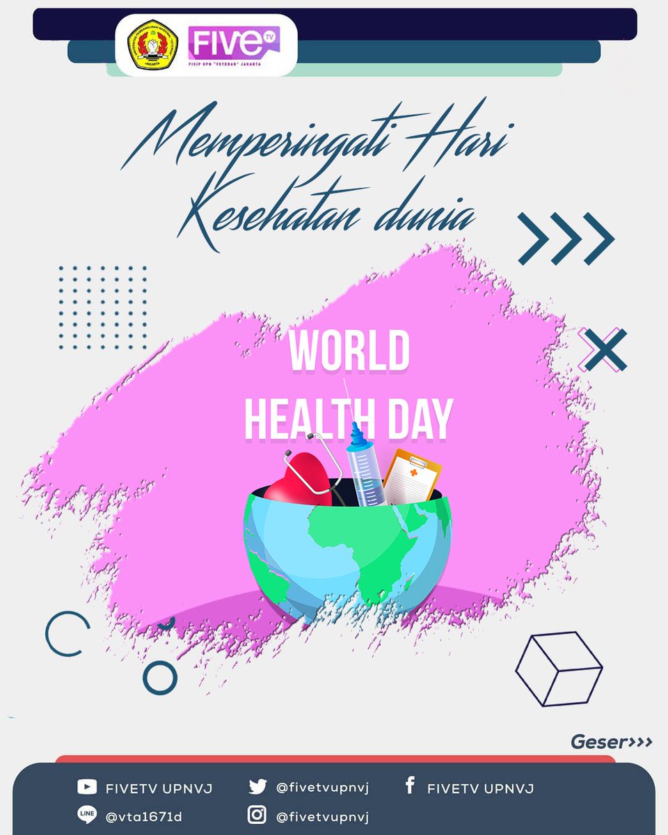 fivetvupnvj's tweet photo. MEMPERINGATI HARI KESEHATAN DUNIA 2021
•
Halo Sobat CreActive! 📺👋🏻

Hari Kesehatan Dunia dirayakan setiap tahun pada tanggal 7 April. Adapun tema Hari Kesehatan Dunia tahun 2021 adalah "Building a fairer, healthier world" (Membangun dunia yang lebih adil dan lebih sehat). https://t.co/PNoERXnOWO