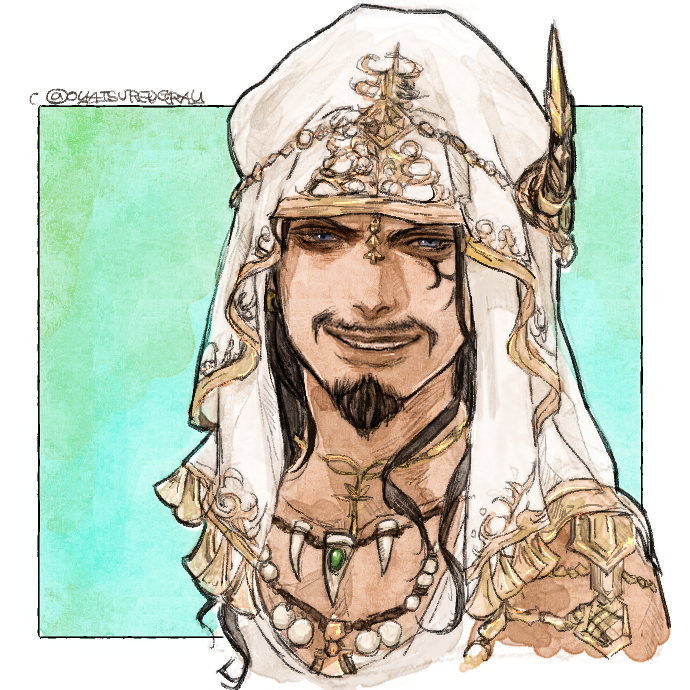 グレイ 100枚イラストチャレンジ 046 100 全種族イラスト特別枠 髭石油王 Leki Ixion の似顔絵です グレイ 100枚イラストチャレンジ 046 100 全種族イラスト特別枠 髭石油王 Leki Ixion の似顔絵です