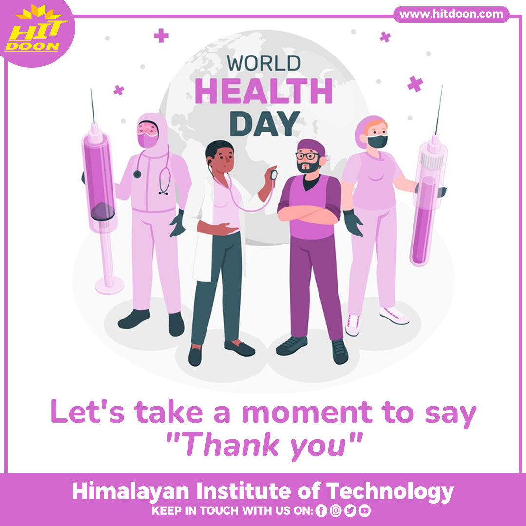 HITDoonOfficial's tweet photo. Today is World Health Day. World Health Day aims to make people aware &amp; realize the importance of their health &amp; helps them make their health better.

#WorldHealthDay #HITian #HIT #HITDOON #LearningTodayLeadingTomorrow https://t.co/UXRfqiV6Vz