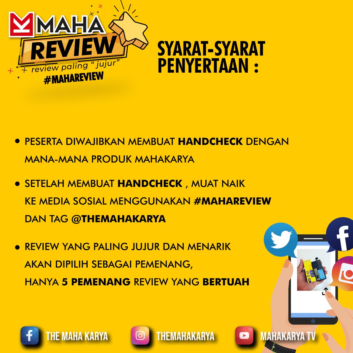 TheMahakarya's tweet photo. Korang nak menang pod??!! Nak menang flavour kitorang yang super paduuu??!!! Baca syarat penyertaan,dan goodluck semua orang! #TheMahakarya #MahaReview https://t.co/UiaHuLjplI