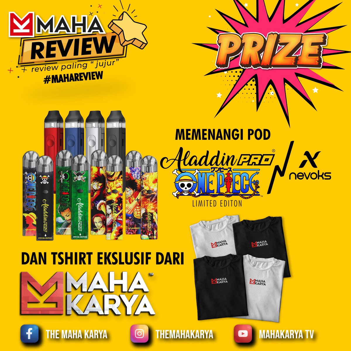 TheMahakarya's tweet photo. Korang nak menang pod??!! Nak menang flavour kitorang yang super paduuu??!!! Baca syarat penyertaan,dan goodluck semua orang! #TheMahakarya #MahaReview https://t.co/UiaHuLjplI
