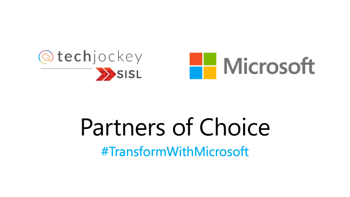 “Partners make more possible”
<a href="/TechJockeys/">Techjockey.com</a> | SISL Infotech and <a href="/Microsoft/">Microsoft</a> set their course together to drive Digital Transformation in India.

#TransformWithMicrosoft #Office365 #Azure #DigitalTransformation #DigitalIndia