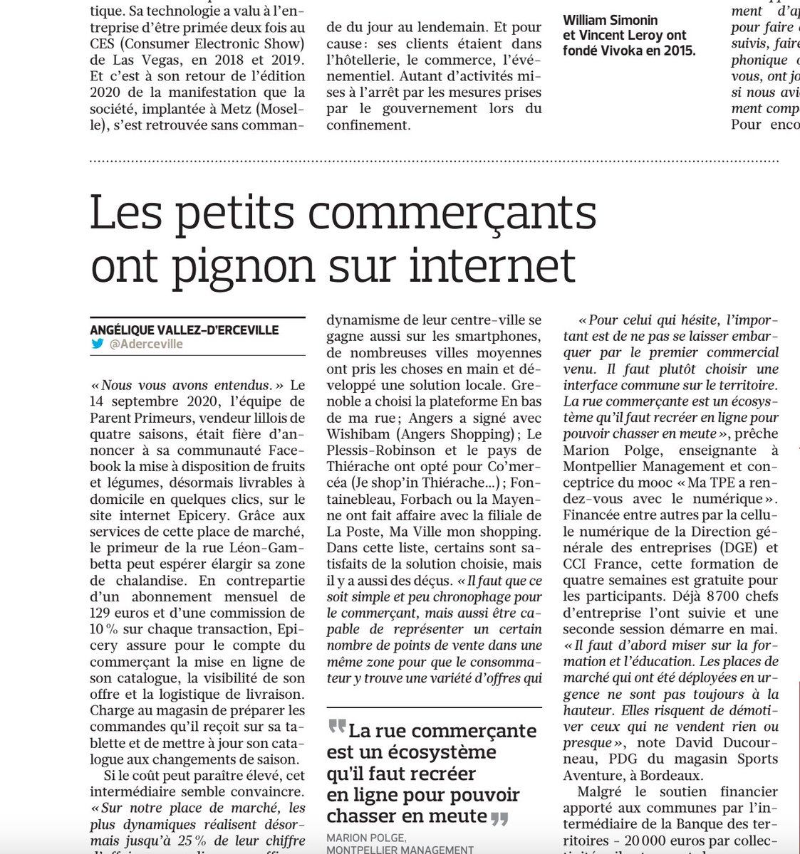 #proximité #digitalisation "La rue commerçante est un écosystème qu'il faut recréer en ligne pour pouvoir chasser en meute" selon <a href="/PolgeMarion/">POLGE Marion</a>. Avec <a href="/EdouardMorhange/">Edouard Morhange</a> <a href="/epicery_paris/">Epicery</a> <a href="/Wishibam/">Wishibam</a> <a href="/mavillemonshop/">mavillemonshopping</a> <a href="/Figaro_Economie/">Le Figaro Économie</a>
