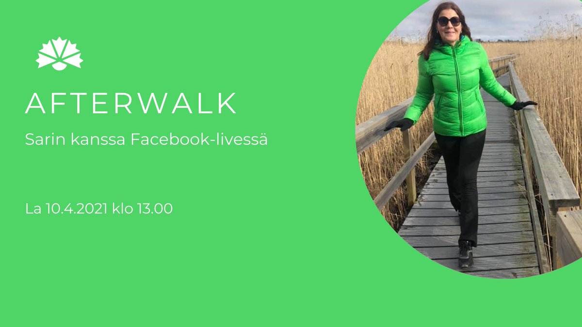 sarisarkomaa's tweet photo. Lämpimästi tervetuloa mukaan AfterWalk Facebook-liveen ”Asumista &amp; elämistä ei saa tehdä kalliimmaksi Helsingissä” la 10.4. klo 13 ja kävelemään siellä, missä se on itsellesi mukavinta 💚

https://t.co/Xzbe6x1GpB

#kokoomus #järkijatunteet #afterwalk @KokoomusHki @kokoomus https://t.co/em5Ykk0PQB