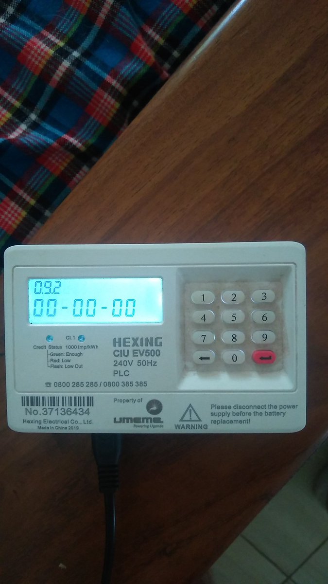 jdwools's tweet photo. @UmemeLtd my CIU is not able to connect. If you enter any token or code like 801 it says "failed". it displays incorrect date/time and 0 tokens though I still have about 1 unit remaining and power is on. None of the red or green lights are on. Can you please assist? 14372095647 https://t.co/Qw2BHnl9tx