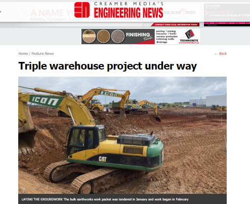 IconGroup_SA's tweet photo. In this Engineering News article, our Managing Director Wayne Neary speaks about how a current project will benefit the local economy with long-term permanent jobs from the businesses that will occupy this facility. 

Read more here: https://t.co/O9DpQgFWPK #bulkearthworks https://t.co/KwH1ktu5Pt