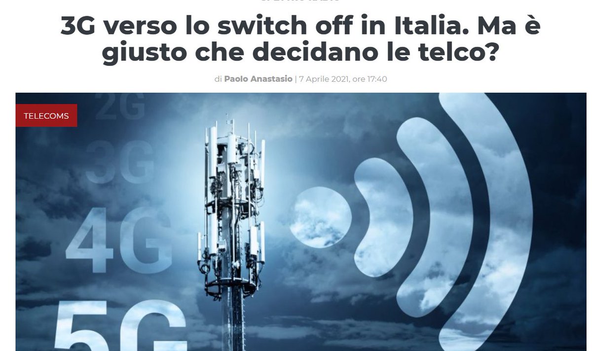 Lo switch off del #3G è cominciato ed entro l’anno prossimo questo standard di comunicazione mobile andrà in pensione. Le #frequenze verranno usate ad altri scopi, ma perché decidono le telco? #4G #5G #Agcom #Arera #Art
bit.ly/3s2Zrqo