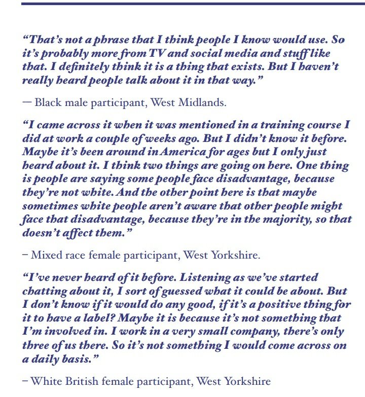 Only 1/5 white participants and 1/10 ethnic minority participants in our poll said they had not heard the phrase. In the discussions, many participants had begun to hear it during 2020, not before