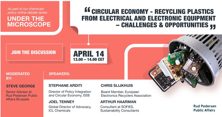 BromineInfo's tweet photo. One week to go 📅 FREE WEBINAR 📅 "#CircularEconomy - recycling #plastics from electrical and electronic equipment – challenges &amp; opportunities" ♻️
.
With speakers from @Green_Europe @EERArecyclers @sofiesgroup  @RudPedersen_EU and ICL
.
Register here 👉https://t.co/EQXsaxZIR7 https://t.co/bvtraOWb1A