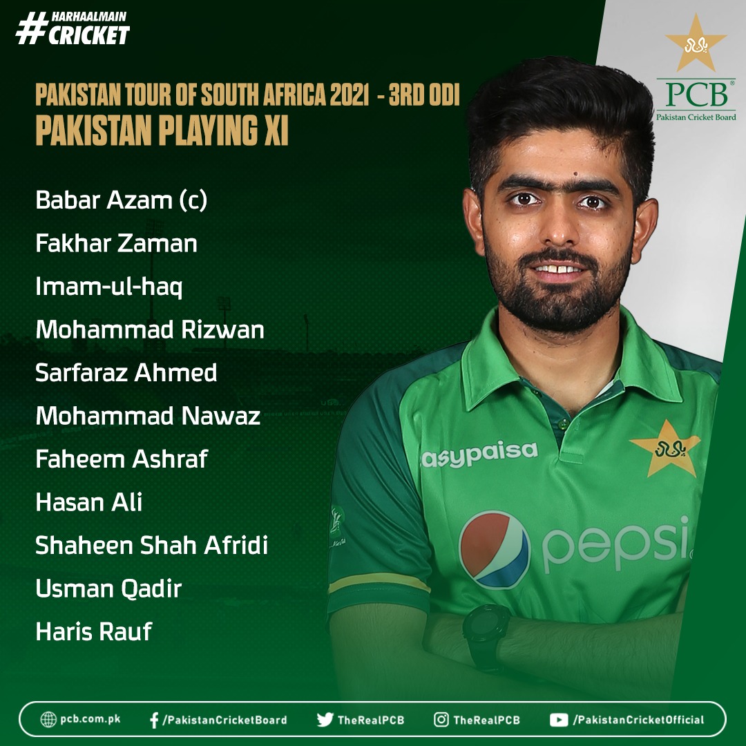 Pakistan Cricket South Africa Win The Toss And Elect To Field Savpak Harhaalmaincricket Backtheboysingreen