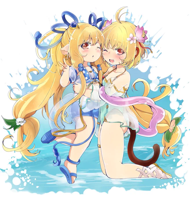 水着のマキラと仲良しな水着のアンチラちゃん 