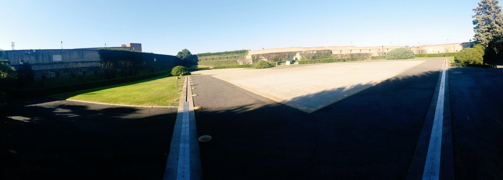 BorderVatican's tweet photo. @LMicrostate @BorderGibraltar My Heliport 😊

Wide angle shot, a December afternoon, tucked away in Vatican City State - as far from Piazza San Pietro as it can be.

(Primarily basking space for cats; maps fail to recognise this important fact. Hope to receive @Number10cat here sometime for basking visit) https://t.co/hgwRSYDZn5
