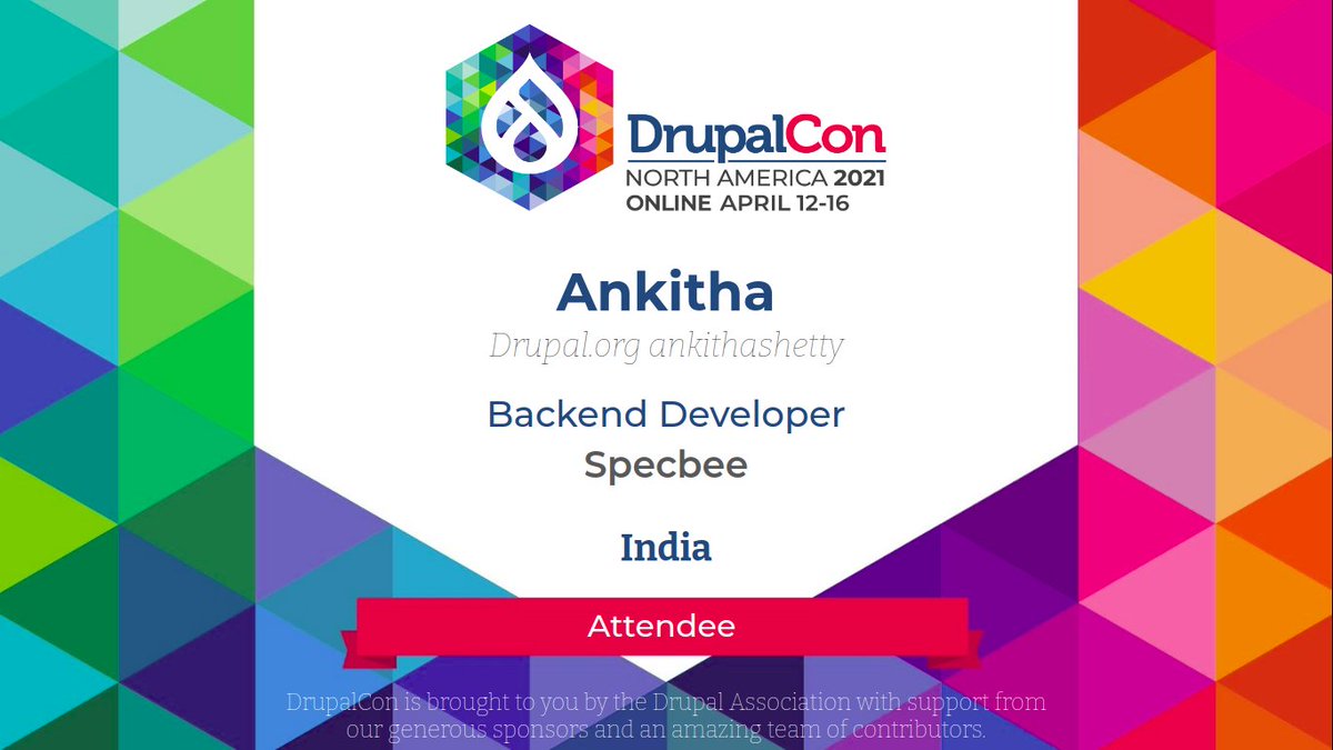 I just registered for my first #DrupalConNA and I'm thrilled to be a part of the biggest Drupal event of the year!🥳 If you haven't registered yet, what are you waiting for?

Get your tickets today!
lnkd.in/gWyAekD

<a href="/DrupalConNA/">DrupalCon North America</a> <a href="/drupalcon/">DrupalCon Chicago 2026</a> #DrupalCon #OpenSource <a href="/specbee/">Specbee</a>