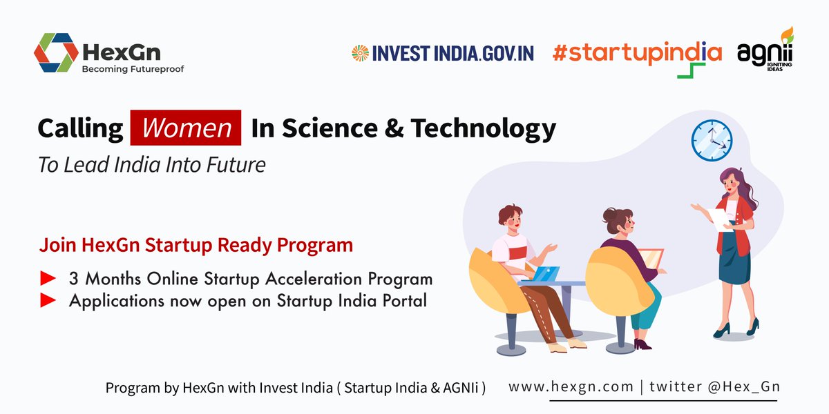 AGNIi (@agnii_goi) on Twitter photo The clock is ticking! ⏱️
Application for the HexGn Startup Ready Program closes tomorrow!
Apply NOW to fast-track your entrepreneurial journey: bit.ly/2OzHWzz
#LeadIndiaintoFuture #Womenstartups #womeninscience
<a href="/investindia/">Invest India</a> <a href="/startupindia/">Startup India</a> <a href="/PrinSciAdvOff/">Office of Principal Scientific Adviser to the GoI</a> <a href="/Hex_Gn/">HexGn</a> The clock is ticking! ⏱️
Application for the HexGn Startup Ready Program closes tomorrow!
Apply NOW to fast-track your entrepreneurial journey: bit.ly/2OzHWzz
#LeadIndiaintoFuture #Womenstartups #womeninscience
<a href="/investindia/">Invest India</a> <a href="/startupindia/">Startup India</a> <a href="/PrinSciAdvOff/">Office of Principal Scientific Adviser to the GoI</a> <a href="/Hex_Gn/">HexGn</a>