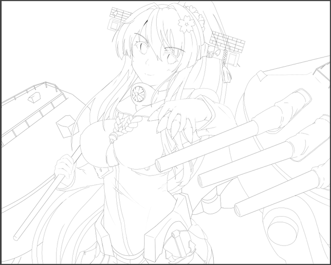 ハードディスクで過去絵漁ってたら。懐かしいのが出てきた。かなり昔に描いた大和の塗り絵だ。 