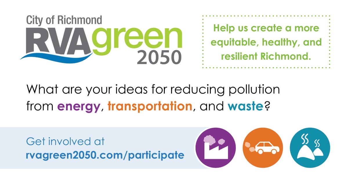 I am helping draft an equity-centered #ClimateAction and #resilience plan for Richmond on the <a href="/RVAgreen2050/">RVAgreen2050</a> Community Working Group. #RVA the plan needs your input. Go to bit.ly/3dEBBvP to review. The deadline to submit feedback is April 30. #climate