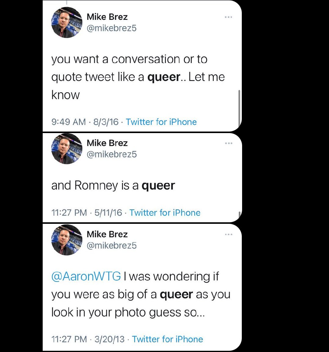 yes_hi_hello_'s tweet photo. not ONLY a #RacistMikeBrez but he's a homophobe too... 🤬 #BrawlNetwork should NO LONGER be a thing. https://t.co/ksHlavX95Y