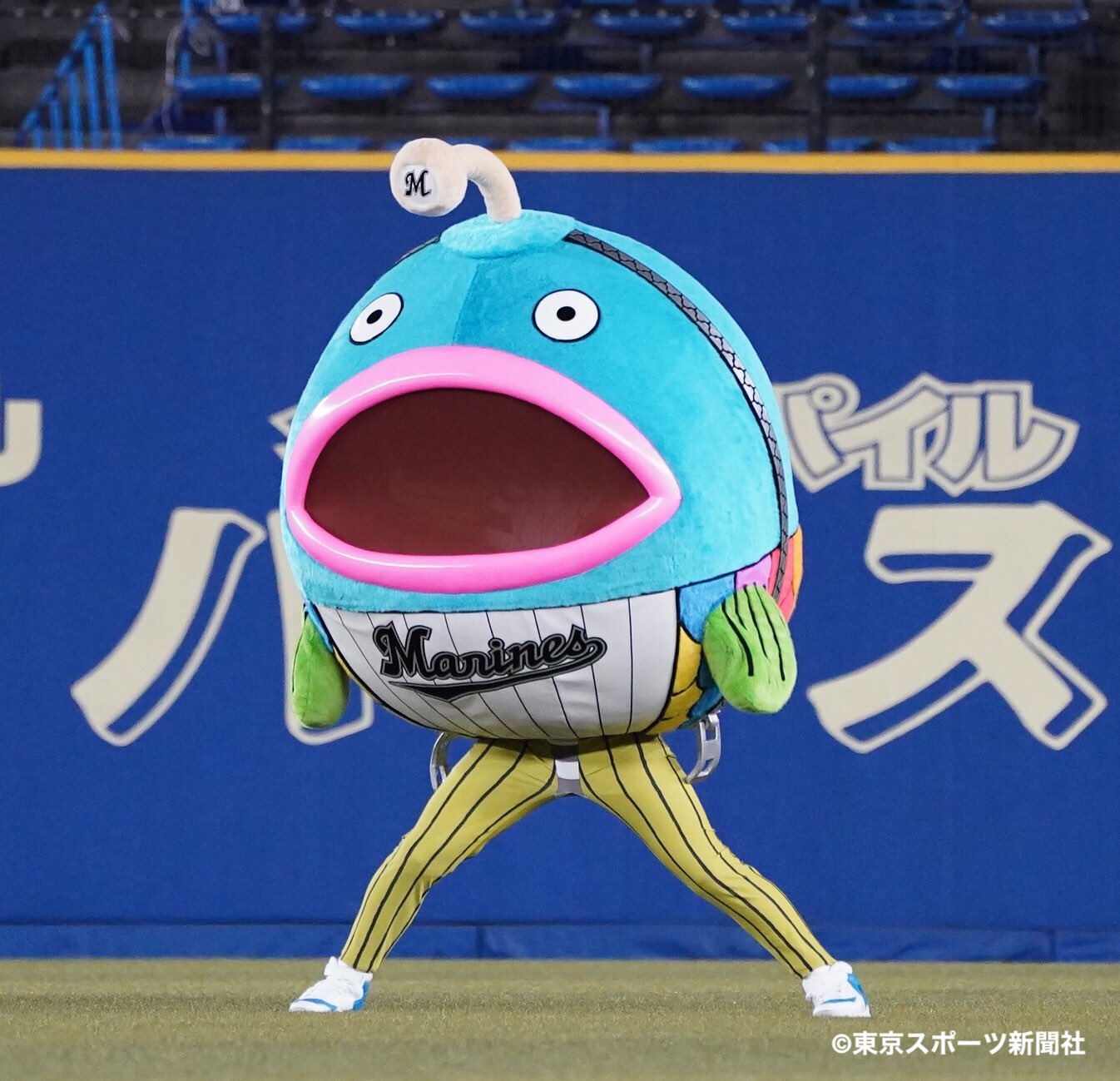 東スポ 写真部 在 Twitter 上 プロ野球 21年4月7日 Zozoマリンスタジアム 千葉ロッテマリーンズ対オリックス バファローズ ロッテ公式キャラクター 謎の魚 7日も完全最終形態で登場 踊りのパフォーマンスを披露した Chibalotte Bs21 Orix ロッテ 謎