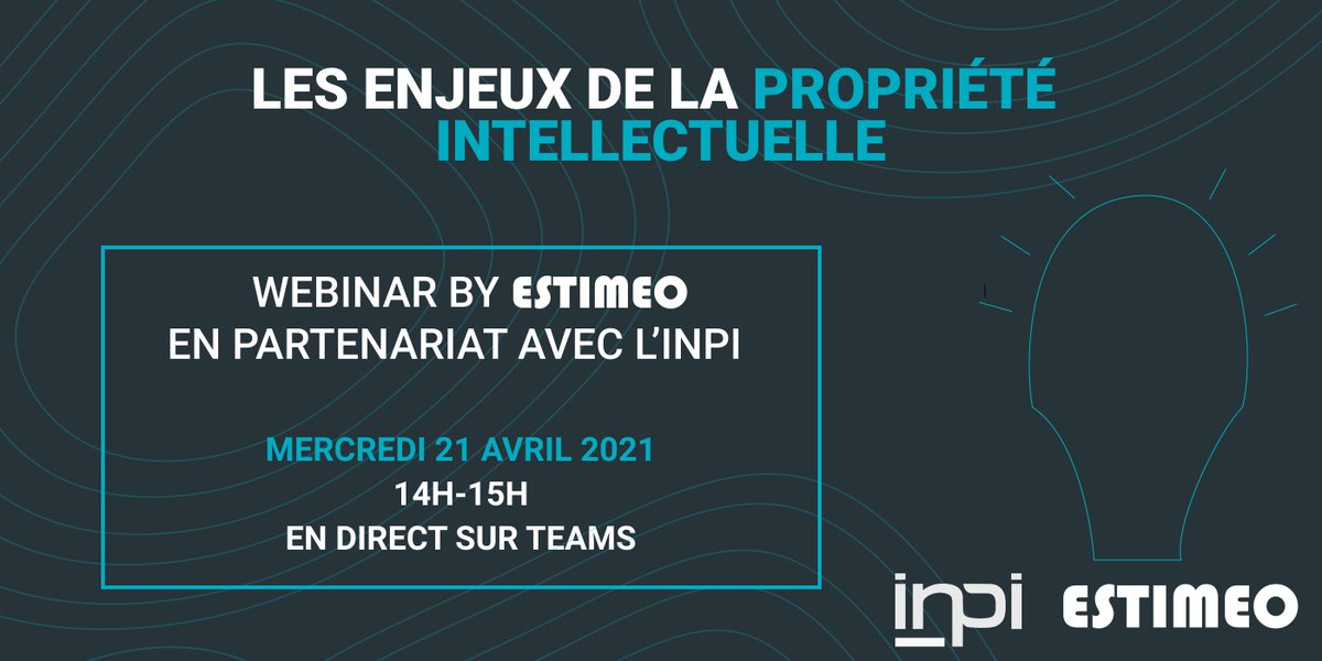 [Webinar] Les enjeux de la propriété intellectuelle💡
Comment protéger et maximiser efficacement son business grâce à la propriété intellectuelle ? Découvrez la réponse le 21 avril lors de notre #webinar avec <a href="/INPIFrance/">INPI France</a> ! 
Inscriptions👉estimeo.com/t/kd2i