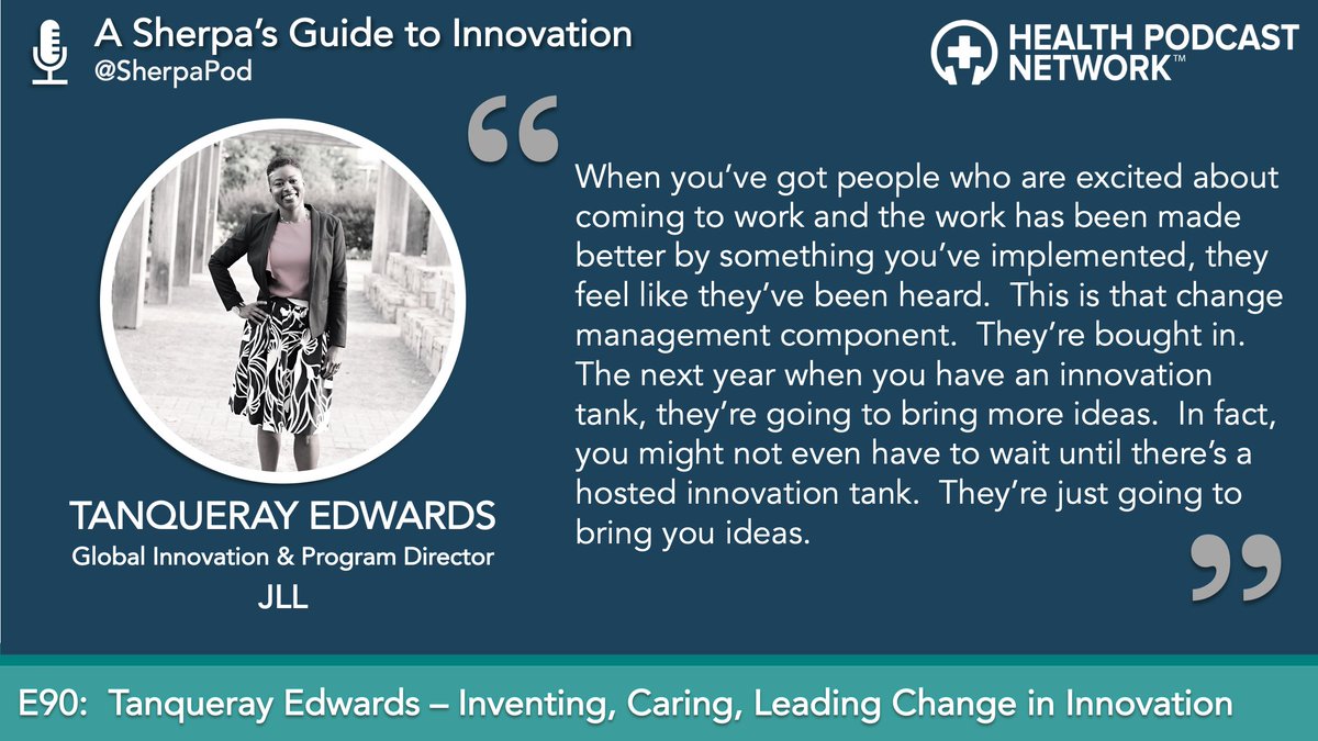 Jay Gerhart (@jaygerhart) on Twitter photo Delighted to share our latest <a href="/SherpaPod/">A Sherpa's Guide to Innovation</a> episode w/Tanqueray Edwards, global #innovation leader <a href="/JLL/">JLL</a>. Hear about standing up an innovation function during a pandemic & her perspectives on #intersectionality #diversityandinclusion for innovators & leaders sherpapod.buzzsprout.com/129445/8276623… Delighted to share our latest <a href="/SherpaPod/">A Sherpa's Guide to Innovation</a> episode w/Tanqueray Edwards, global #innovation leader <a href="/JLL/">JLL</a>. Hear about standing up an innovation function during a pandemic & her perspectives on #intersectionality #diversityandinclusion for innovators & leaders sherpapod.buzzsprout.com/129445/8276623…