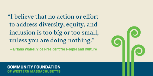 CFWM413's tweet photo. Read our post by VP for People and Culture, Briana Wales. Wales reflects on the diversity she has welcomed in her life, and affirms her commitment to helping @CFWM413 achieve its DEI goals and advance change in the community. https://t.co/pSlQlGN521 #DEI #DEIWork #WesternMass https://t.co/cIlAqgqRPo