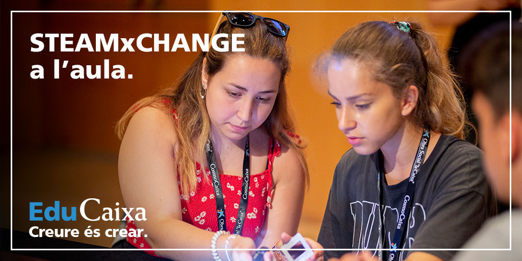 EduCaixa_CAT's tweet photo. Desenvolupar projectes en forma de repte i basats en l’experiència de l’alumnat és una de les maneres més estimulants d’aprendre. Per això, aquesta és la metodologia dels nostres programes #EducacioSteam, com el passat #STEAMxCHANGE. El vols conèixer? https://t.co/OsFopsvCbQ https://t.co/xJp7UDESFb